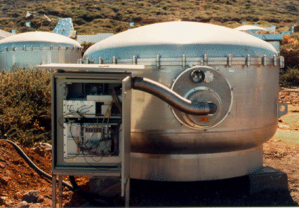 Image of a CRT detector with open electronics box